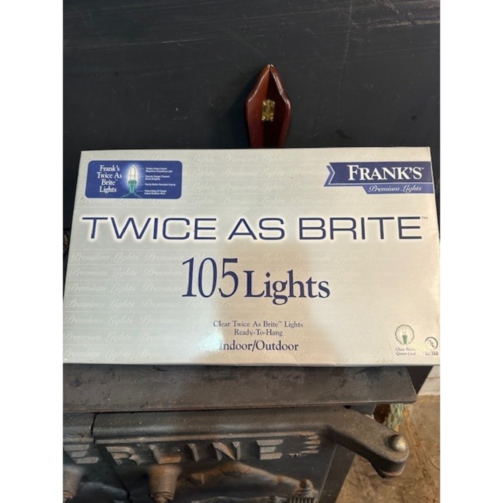 Frank's Twice‎ As Brite 105 Clear Christmas Lights Indoor Outdoor Green Cord